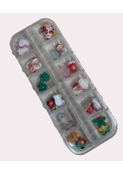 12 Farklı Çeşit 3D Tırnak Süsleri Tırnak Charm Nail Charms Yeni Christmas Özel Süsleri 2