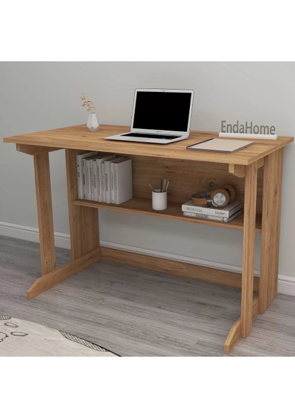 Home Enda Pillar Kütüphaneli Geniş Çalışma Masası 100 x 56 cm Atlantik Çam