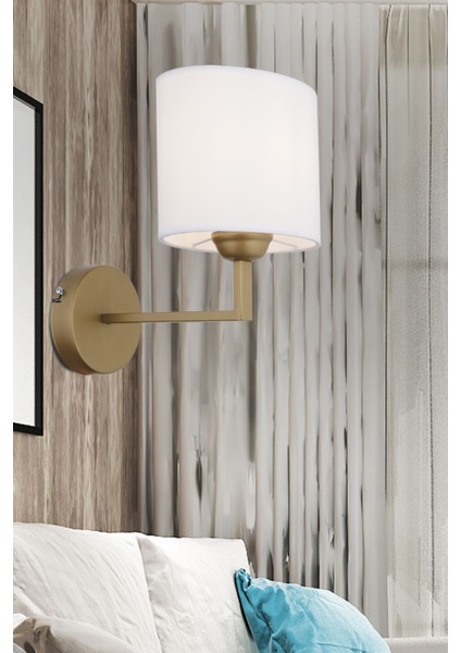 Zadie Tekli Beyaz Şapkalı Eskitme Duvar Lambası Yatak Odası-Yatak Başı-Banyo Için Modern Aplik