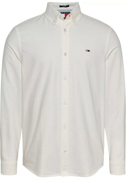Tommy Jeans Erkek Beyaz Oxford Gömlek