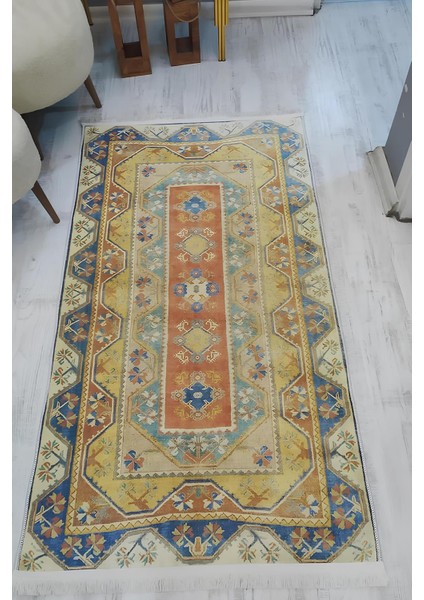 Kaymaz Taban Yıkanabilir Vintage Kilim Desen Halı