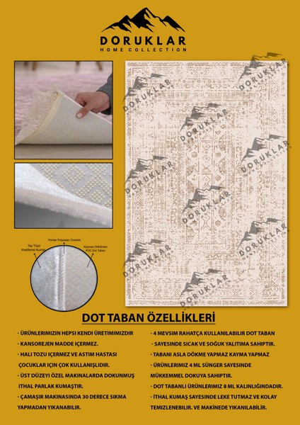 Kaymaz Taban Yıkanabilir Krem Renk Vintage Halı fiyatları