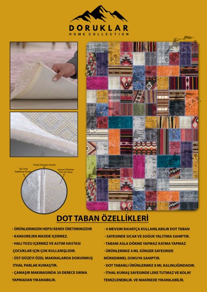 Kaymaz Taban Yıkanabilir Renkli Vintage Halı fiyatları