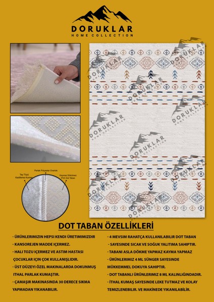 Kaymaz Taban Yıkanabilir Beyaz Zemin Vintage Kilim Desen Halı fiyatları