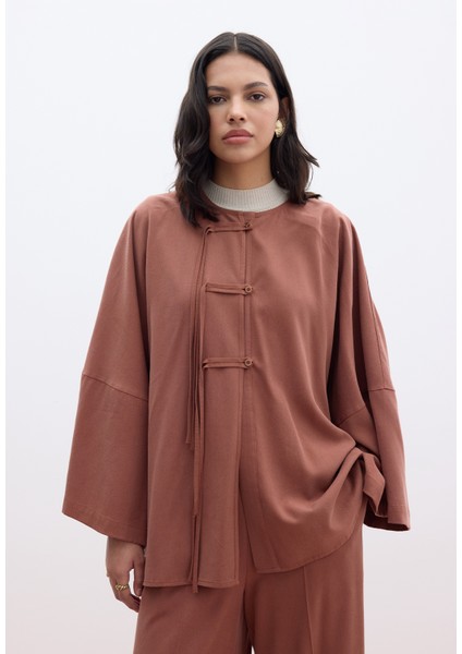 Tencel Bağlama Detaylı Gömlek Bakır