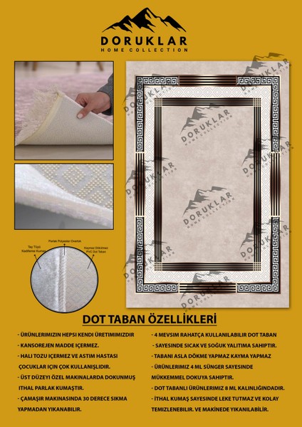 Kaymaz Taban Yıkanabilir Krem Gold Çerçeveli Vintage Desen Halı fiyatları