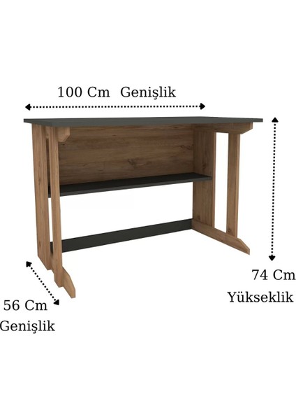 Home Enda Pillar Kütüphaneli Geniş Çalışma Masası 100 x 56 cm Çam - Antrasit