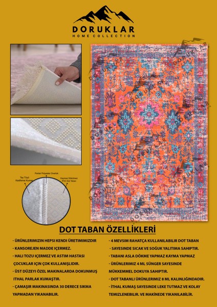 Kaymaz Taban Yıkanabilir Çok Renkli Vintage Halı fiyatları