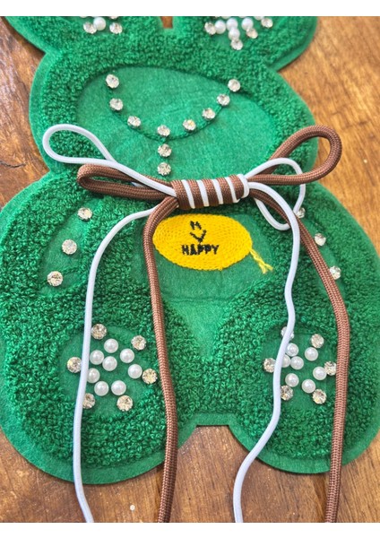 Zirkon Taş Işleme Yeşil Punch Işleme Dokuma Ayı Arma Dikiş Aplike 27X19 cm fiyatları