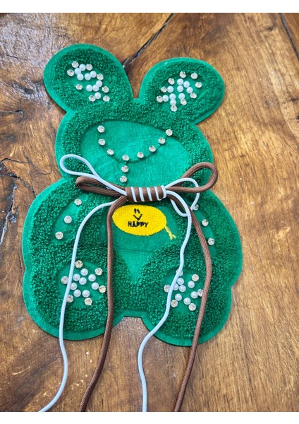 Zirkon Taş Işleme Yeşil Punch Işleme Dokuma Ayı Arma Dikiş Aplike 27X19 cm modelleri