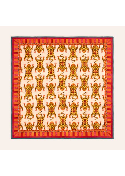 Pera Dijital Baskılı Yün %100 Yün Şal 140x140 Cm Renkli