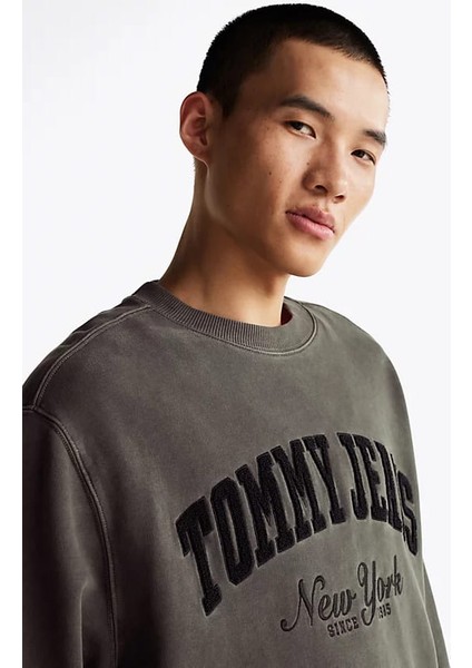 Erkek Vintage Rahat Sweatshirt - Siyah fırsatları
