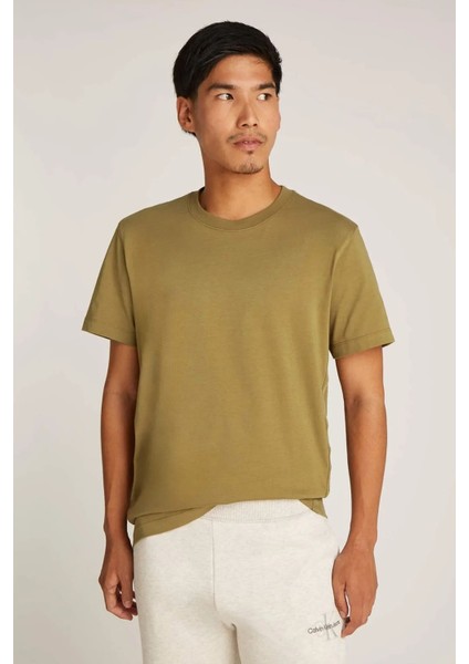 Erkek Ck Logo Tape T-Shirt - Yeşil