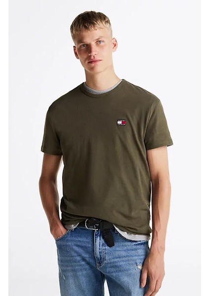 Erkek Badge Crew T-Shirt - Yeşil