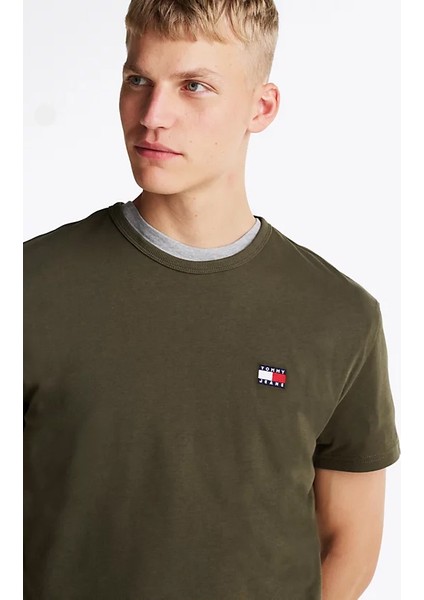 Erkek Badge Crew T-Shirt - Yeşil fırsatları