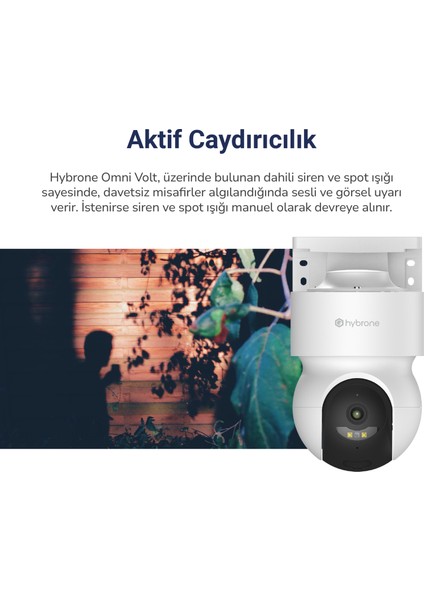 Omni Volt Dış Ortam Wi-Fi Akıllı Kamera, Renkli Gece Görüşü, 360 Derece Görüntüleme, İnsan Algılama, Çift Yönlü Sesli Görüşme, Siren