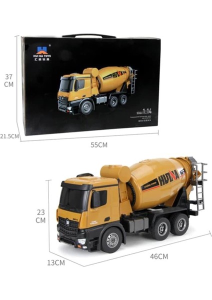 Huına 1/14 10 Kanal Yüksek Kalite Rc Model Çimento Mikseri Uzaktan Kumandalı İş Makinası - 2.4G Full Fonksiyon Sesli Ve Işıklı - 1574