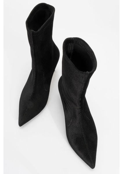 Thalin Siyah Kadife Sivri Burun Kadın Ince Topuklu Bot fiyatları