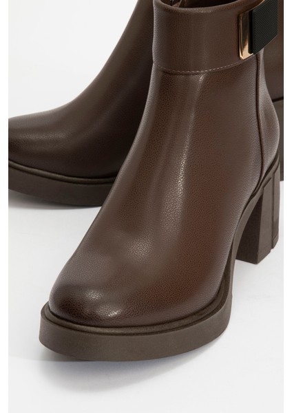 Rashe Kahverengi Tokalı Kadın Kalın Topuklu Bot modelleri