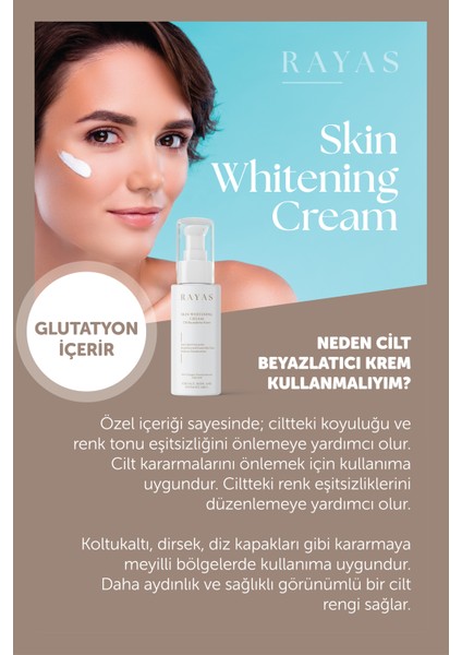 Cilt Beyazlatıcı Aydınlatıcı Glutatyonlu Krem Kolajen, Niacinamide & Kojik Asitli 50 ml