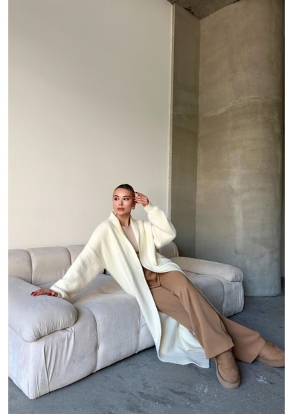 Uzun Salaş Triko Hırka EKRU 8245