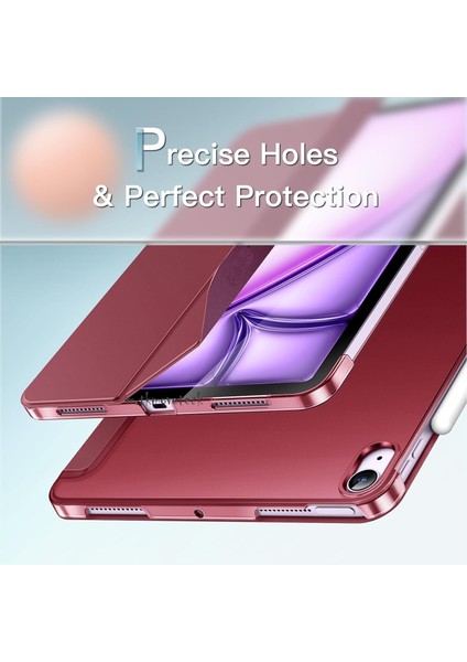 Huawei Matepad Se 11'' Inç 2024 Uyumlu Kılıf Akıllı Smart Uyku Modlu Standlı Arkası Renkli Şeffaf Kapaklı Tablet Kılıfı