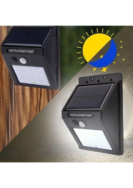 4 Adet Güneş Enerjili Duvar Tipi 20 LED Solar Bahçe Aydınlatması-Duvar Lambası