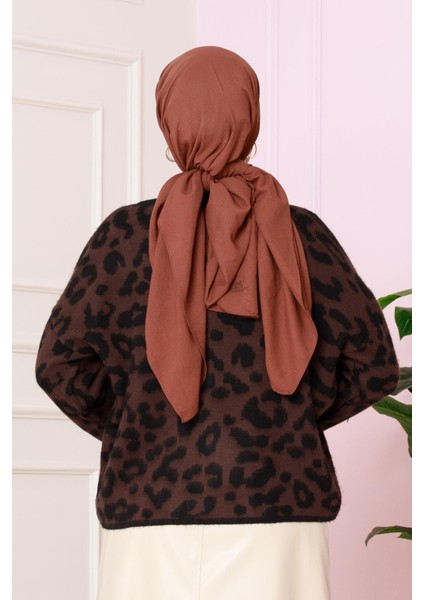 Leopar Kısa Hırka -Kahverengi
