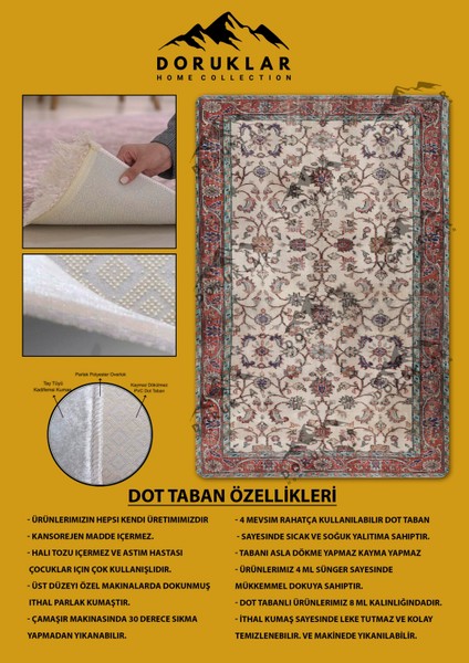 Klasik Desenli Kırmızı Çerçeveli Kaymaz Taban Yıkanabilir Leke Tutmaz Dot Taban Halı fiyatları