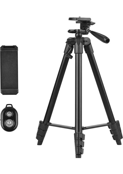 3120A 106 cm Siyah Tripod Profesyonel Fotoğraf Video Çekimi Tripod Kumandalı Telefon Tutucu