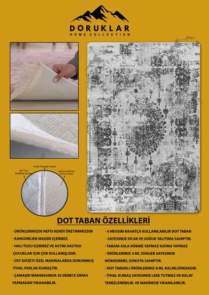 Kaymaz Tabanlı Yıkanabilir Leke Tutmaz Modern Klasik Desenli Salon Halısı Dot Taban Halı KLDH29 fiyatları