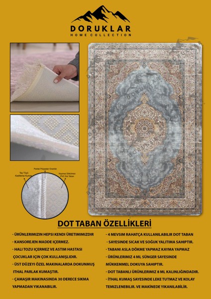 Kaymaz Tabanlı Yıkanabilir Leke Tutmaz Modern Klasik Desenli Salon Halısı Dot Taban Halı KLDH20 fiyatları