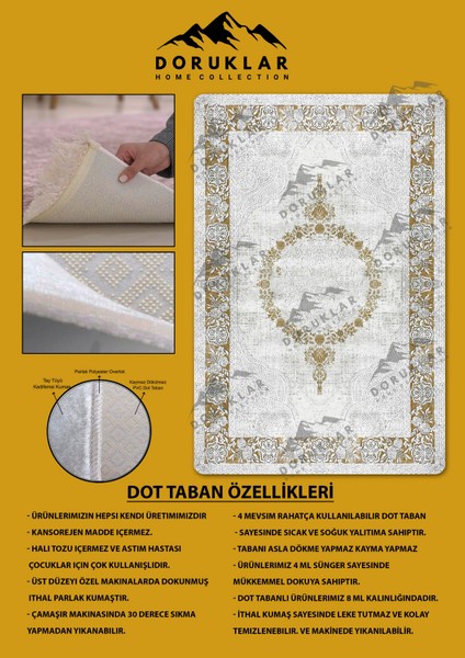 Kaymaz Tabanlı Yıkanabilir Leke Tutmaz Modern Klasik Desenli Salon Halısı Dot Taban Halı KLDH28 fiyatları