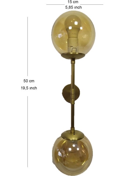 2'li Glob Aplik ,tavan Lambası , Bal Cam
