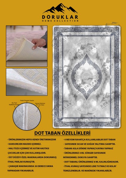 Kaymaz Tabanlı Yıkanabilir Leke Tutmaz Modern Klasik Desenli Salon Halısı Dot Taban Halı KLDH14 fiyatları