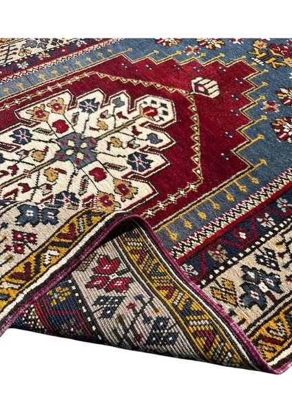 El Dokuma Sıfır Yahyalı Halısı 110X235 Mavi Kırmızı Yün Yolluk fırsatları