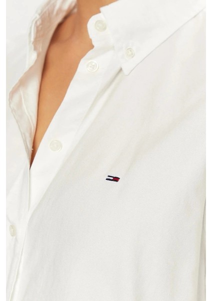 Tommy Jeans Kadın Beyaz Regular Fit Gömlek indirimleri