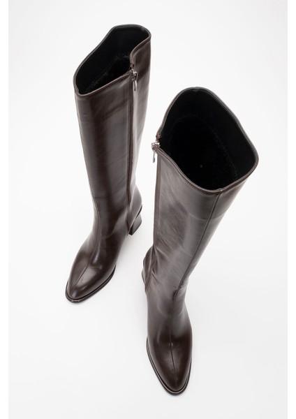 Paradis Kahverengi Cilt Kadın Kalın Topuklu Çizme fiyatları