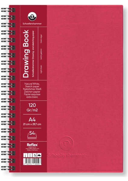 Schoellershammer Drawing Pad Sert Kapak Eskiz Çizim Defteri 120 Gr. A4 54 Yaprak Bordo
