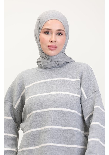 Çizgili Triko Takım 3083-05 Gri modelleri