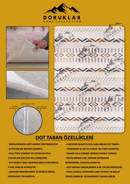 Kilim Desenli Kaymaz Tabanlı Yıkanabilir Leke Tutmaz Dot Taban Halı fiyatları
