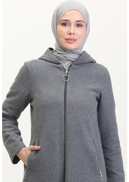 Kapüşonlu Kaşe Kap 8001-02 Gri modelleri