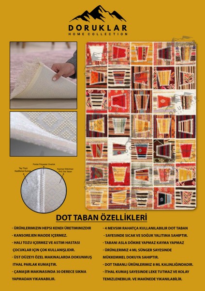 Kaymaz Tabanlı Yıkanabilir Leke Tutmaz Kilim Desenli Salon Halısı Dot Taban Halı KDH38 fiyatları