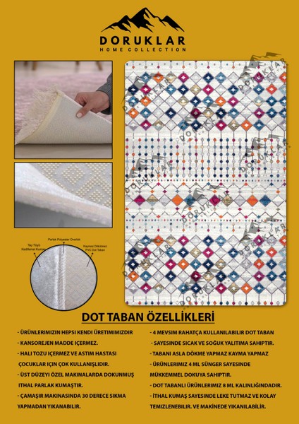 Kilim Desenli Kaymaz Tabanlı Yıkanabilir Leke Tutmaz Dot Taban Halı fiyatları