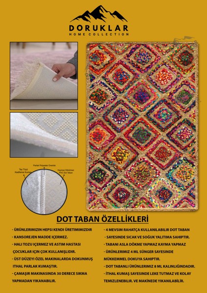 Kaymaz Tabanlı Yıkanabilir Leke Tutmaz Kilim Desenli Salon Halısı Dot Taban Halı KDH31 fiyatları