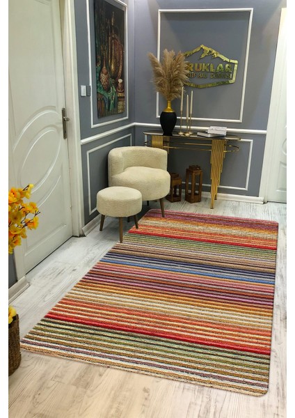 Kaymaz Tabanlı Yıkanabilir Leke Tutmaz Kilim Desenli Salon Halısı Dot Taban Halı KDH21