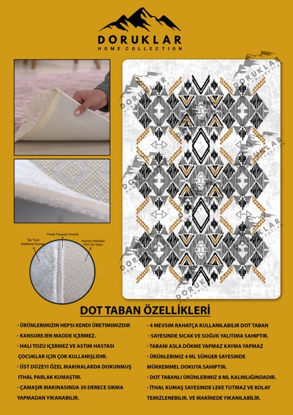 Kilim Desenli Kaymaz Tabanlı Yıkanabilir Leke Tutmaz Dot Taban Halı fiyatları