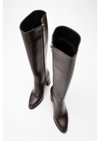 Decer Kahverengi Cilt Kadın Topuklu Çizme fiyatları