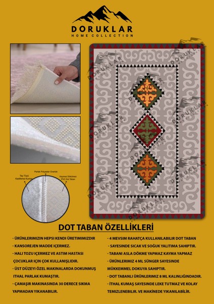 Kilim Desenli Kaymaz Tabanlı Yıkanabilir Leke Tutmaz Dot Taban Halı fiyatları