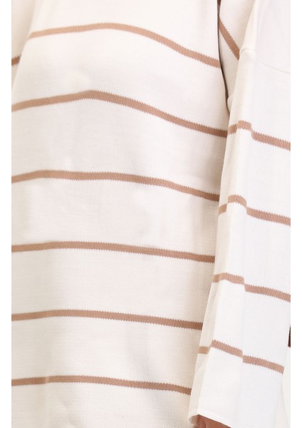 Çizgili Triko Takım 3083-04 Krem fırsatları